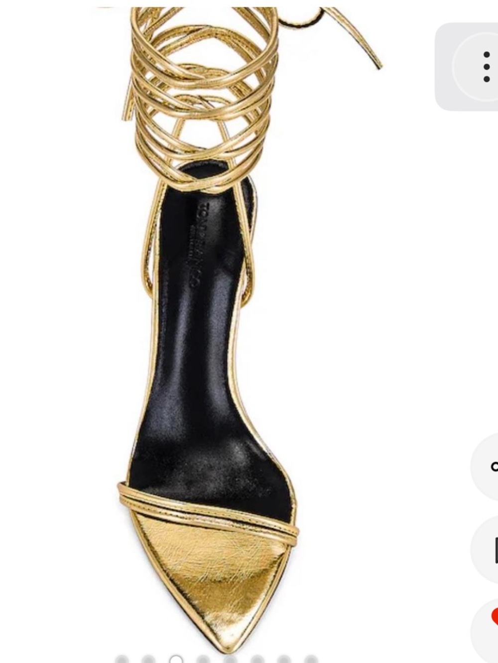 Tony Bianco Gold Pointed Toe Ankle Strap Heel